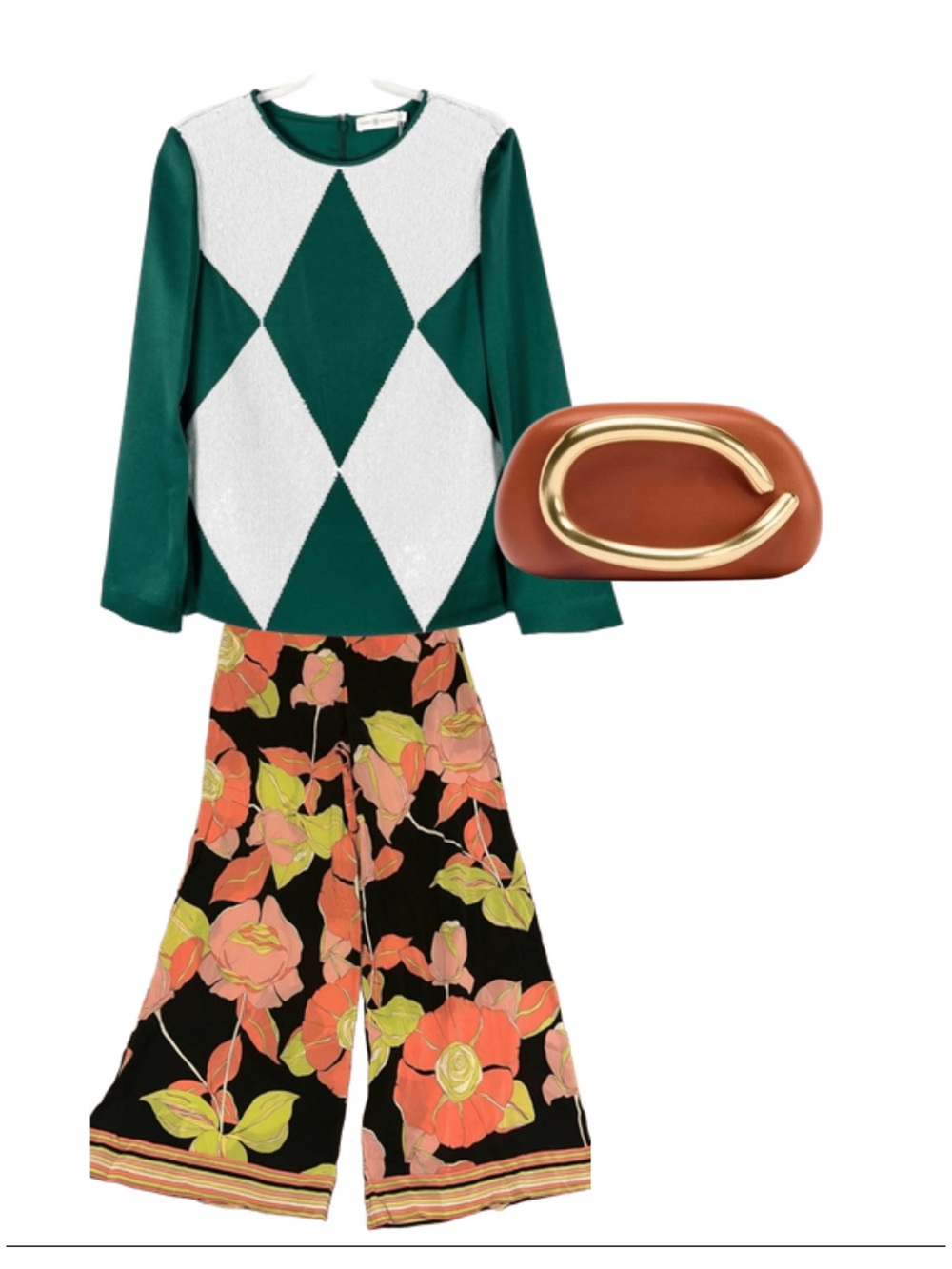 Tory Burch Green and White Blouse
